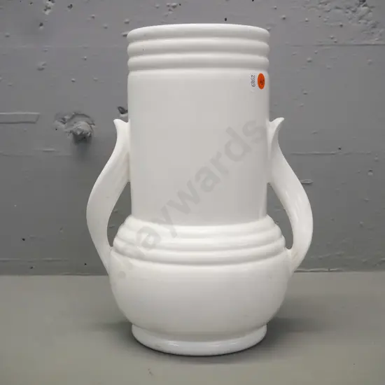 large white Art Deco double-handled Shorter & Sons vase H-290 [some staining to interior, fretting to rim]