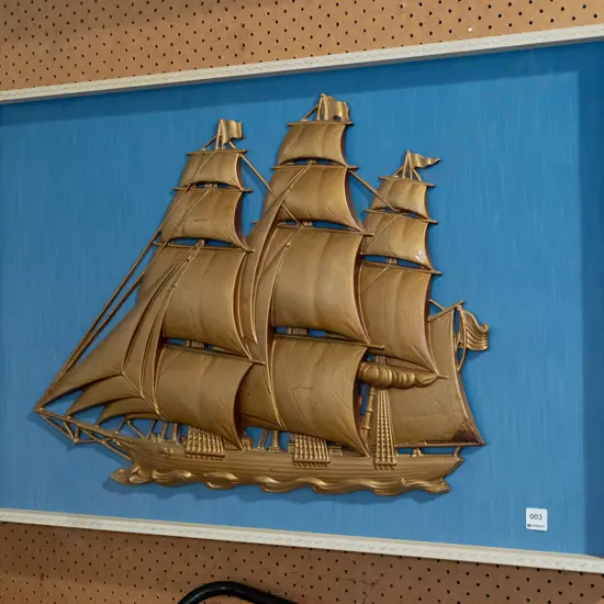retro 3D galleon wall art