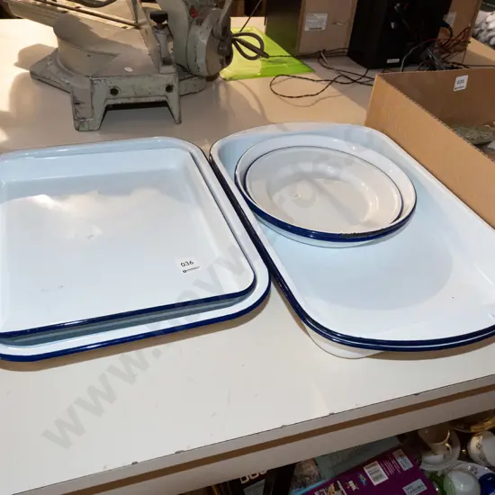 enamel bowls, dishes