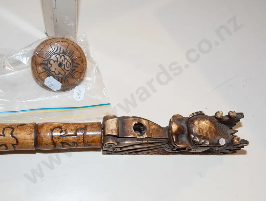 carved stone Chinese dragon pipe L460 Image 1++