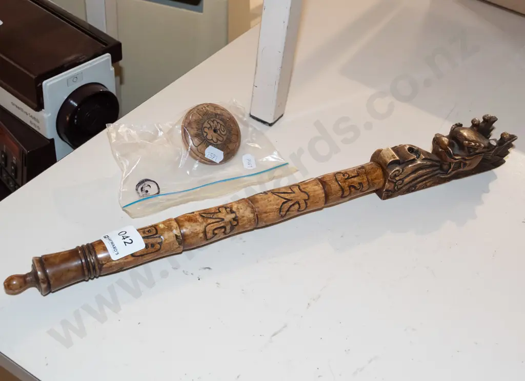 carved stone Chinese dragon pipe L460 Image 1++