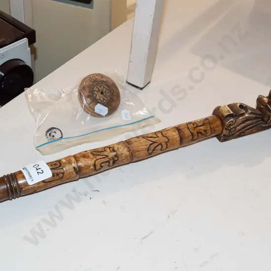 carved stone Chinese dragon pipe L460