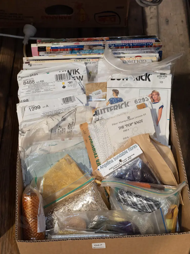 box; sewing and craft books, patterns, fibres etc Image 1++
