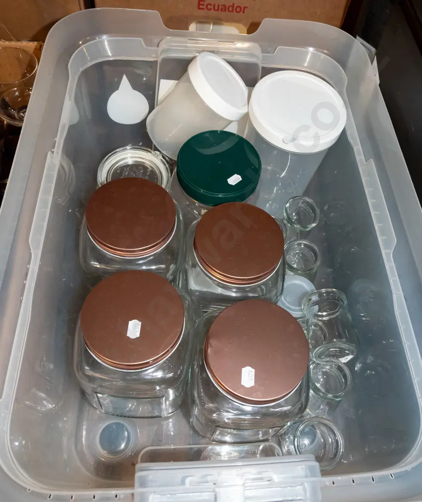 tub of storage containers and jars Image 1++