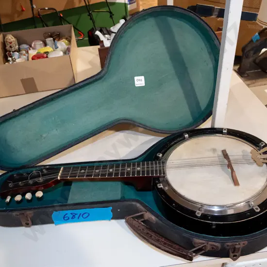 vintage banjo mandolin with case