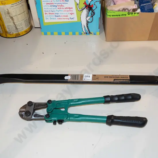 wrecking bar, 12" pair of bolt cutters