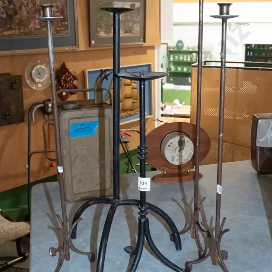 5x wrought metal candlesticks Tallest H530