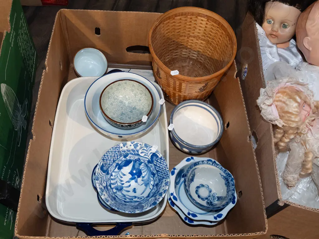  box; baking dish, cane basket, bowls etc  Image 1++
