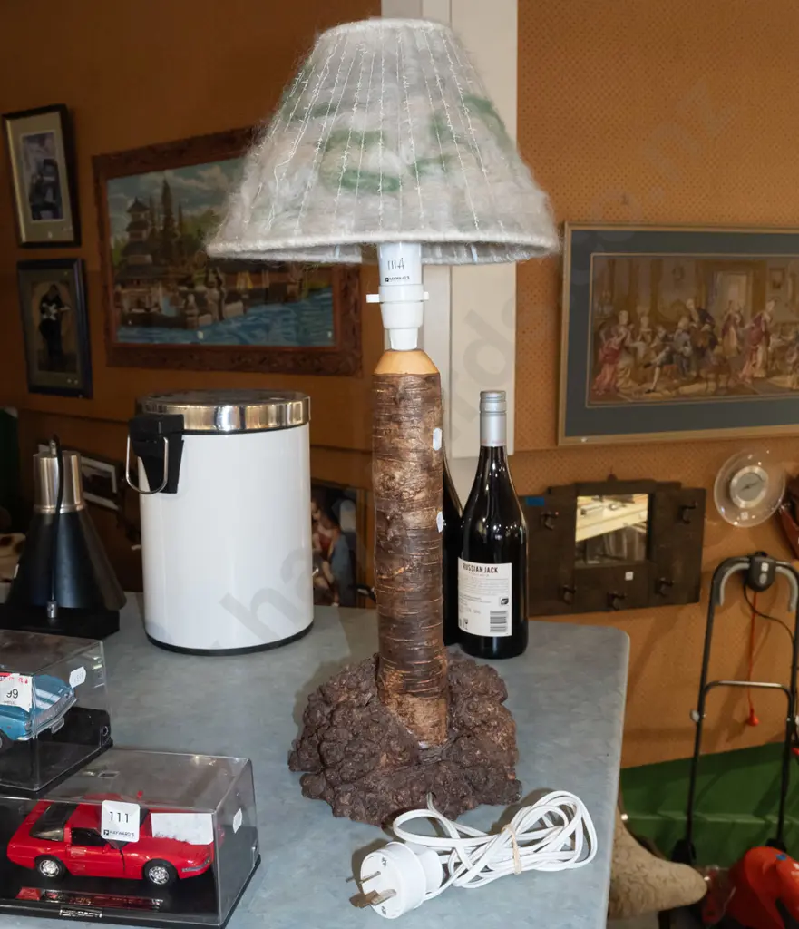 table lamp made form Southland beech burr with felted wool shade Image 1++