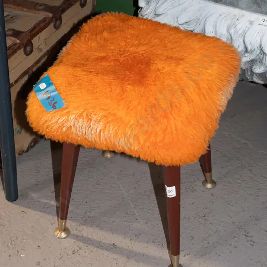 orange upholstered woollen stool