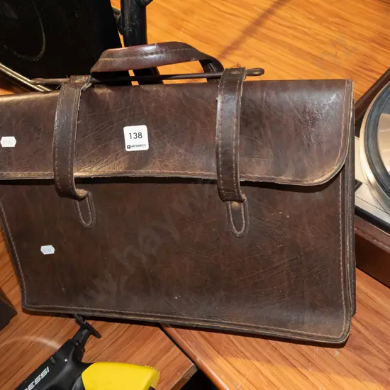small leather music satchel