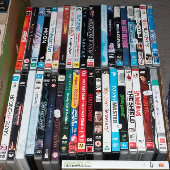 box of DVDs