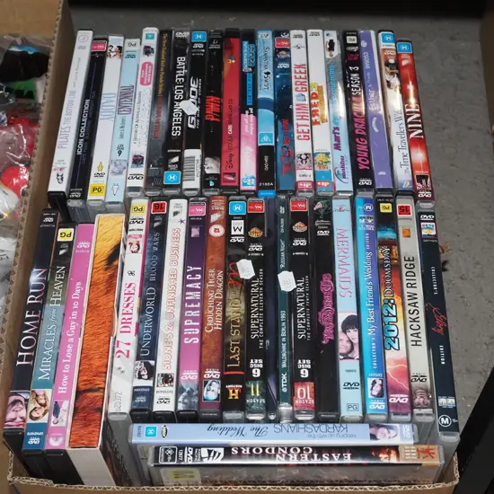 box of DVDs