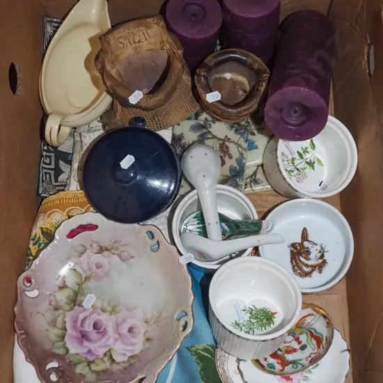 box; rammekins, candles, bowls etc