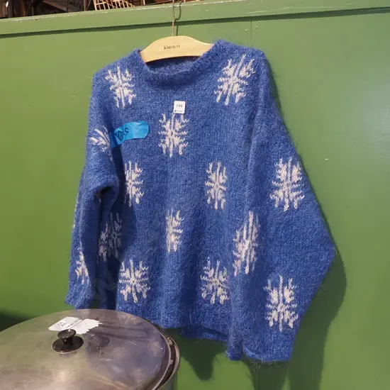 blue and white mohair jersey