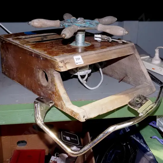 boat steering wheel with pulley and chrome supports