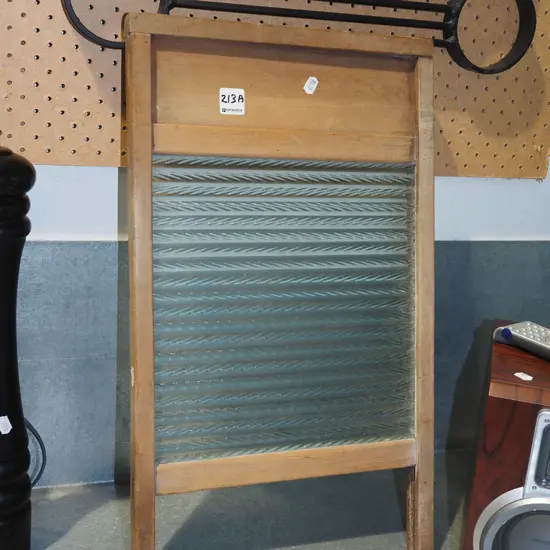 vintage wood and glass washboard