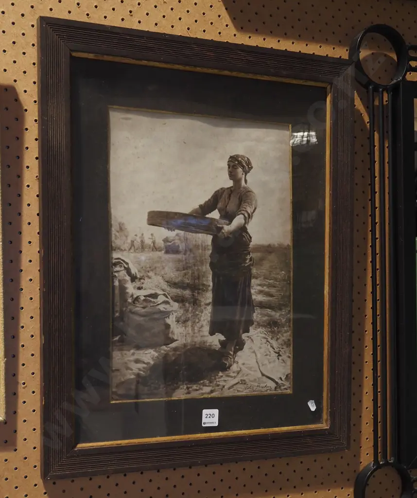 oak framed print - woman sifting seed Image 1++