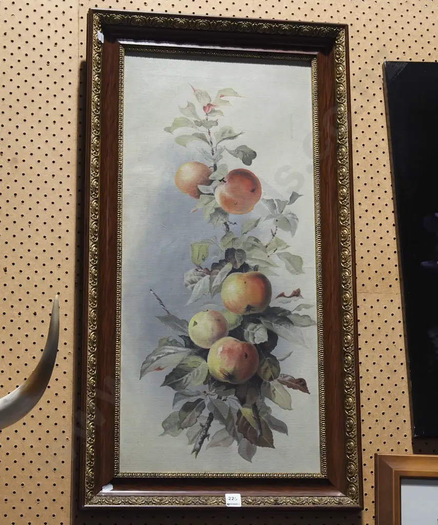 wood and gilt framed oil on canvas - apples Image 1++