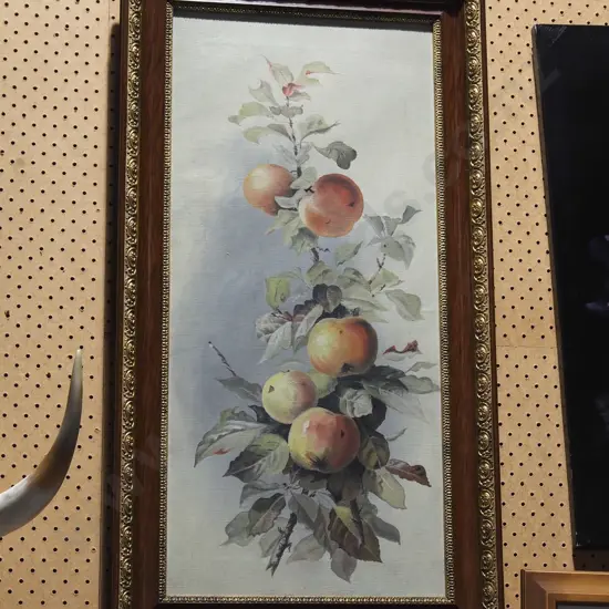 wood and gilt framed oil on canvas - apples