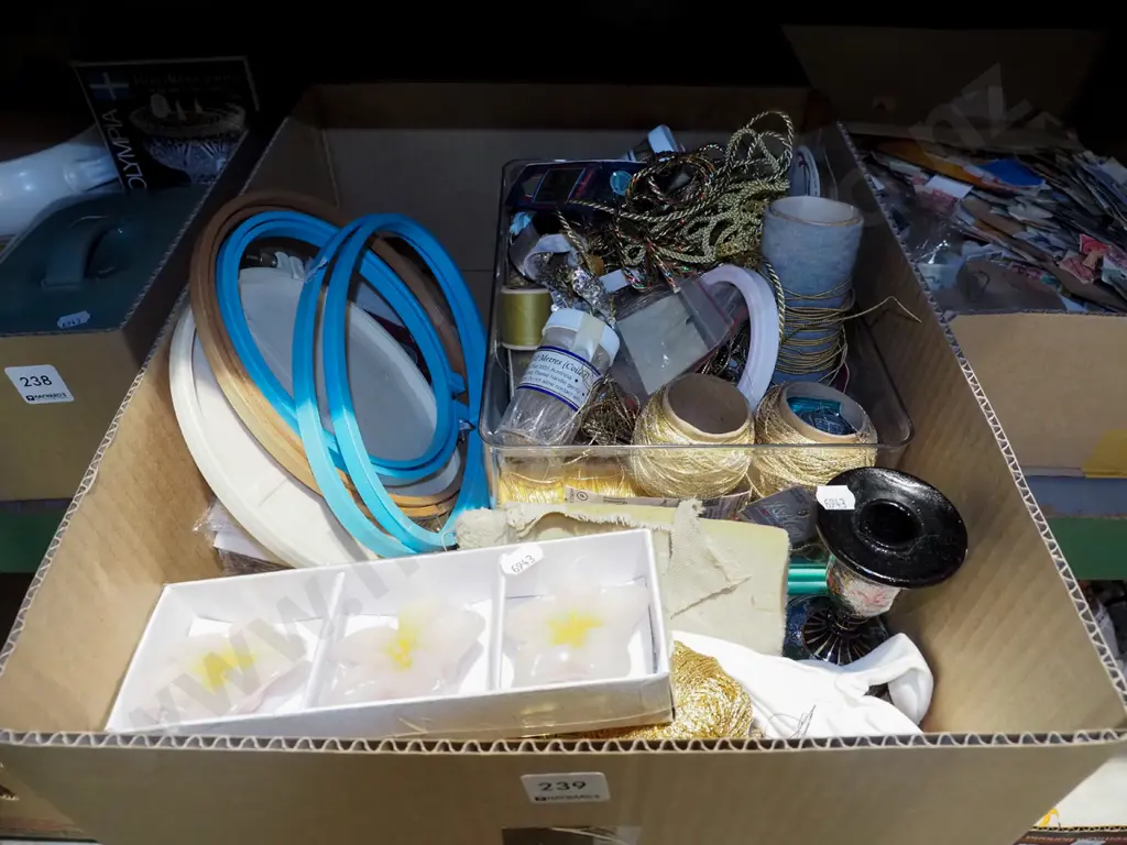box; craft supplies, threads, floral candles etc Image 1++