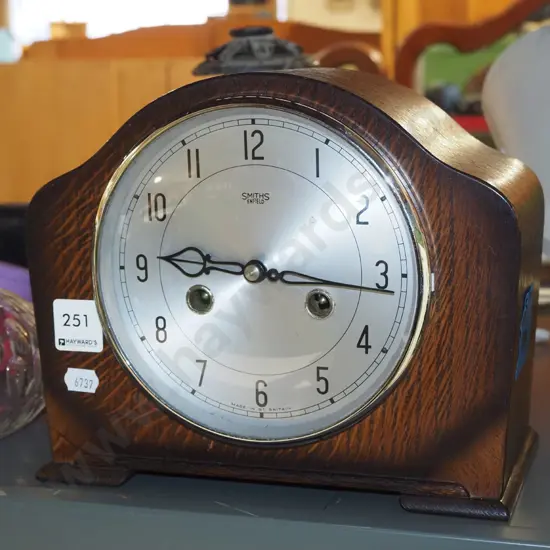deco wood cased mantle clock