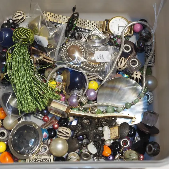 tub of costume jewellery