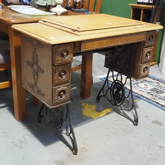 oak treadle sewing machine carcass