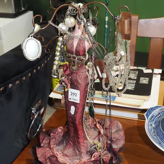 female shaped jewellery stand and costume jewellery