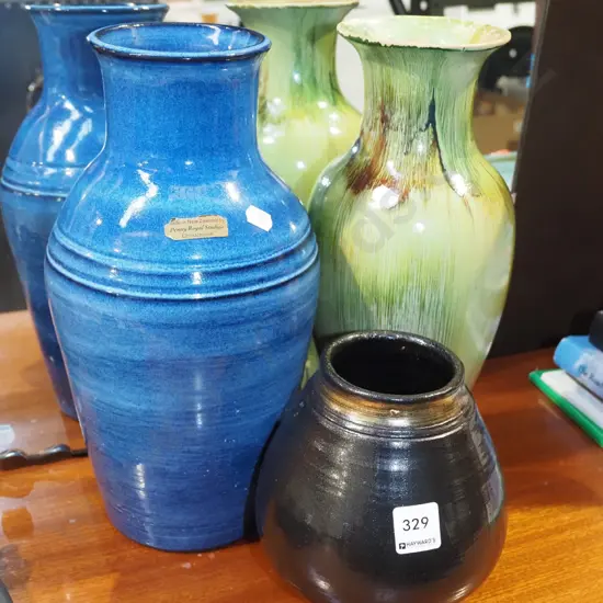 3x pottery vases Tallest H330