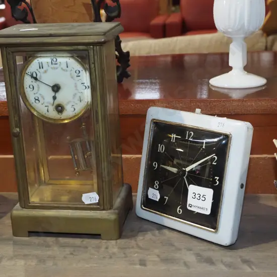 West Clock bedside clock, restorer's brass cased pendulum clock