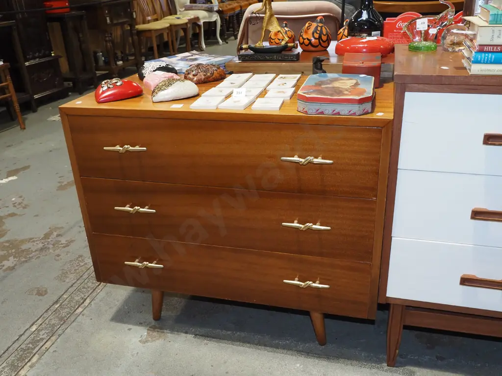 mid century 3 drawer chest H665 W760 D395 Image 1++