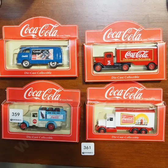 4x boxed Coca Cola diecast vehicles
