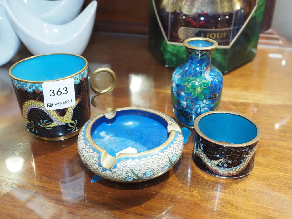 cloisonne cup, napkin ring, vase, ashtray Tallest H80 Image 1++