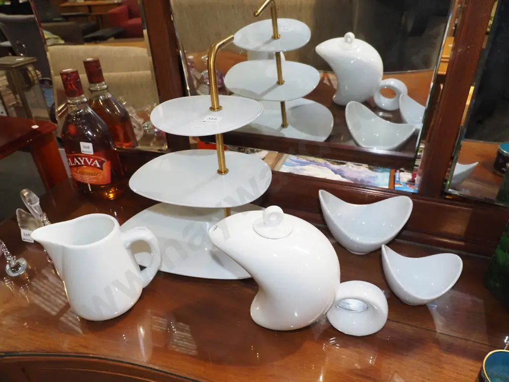 cake plate, unusual teapot, creamer etc Image 1++