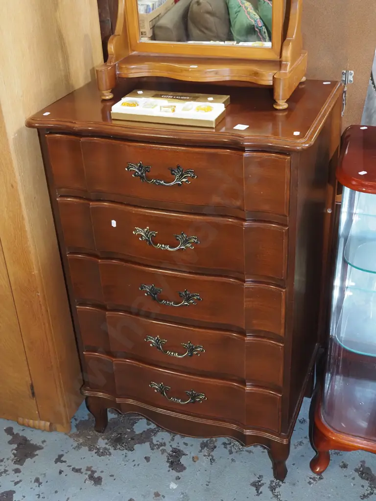 mahogany cab leg 5 drawer chest H120 W660 D430 Image 1++