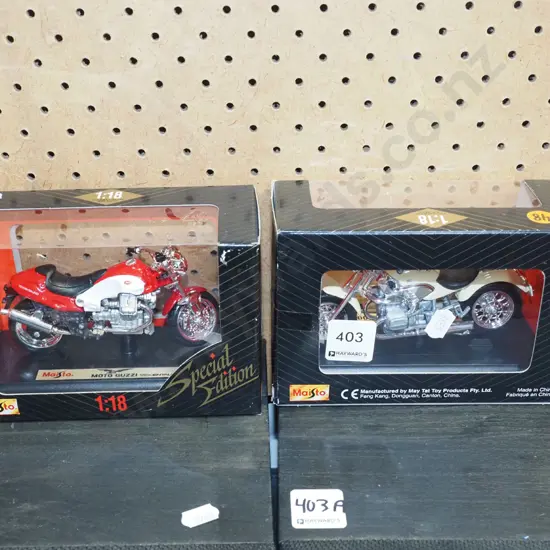 2x scale model diecast boxed motorcycles