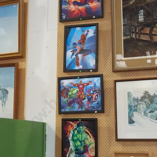 4x super hero hollogram prints - green dots
