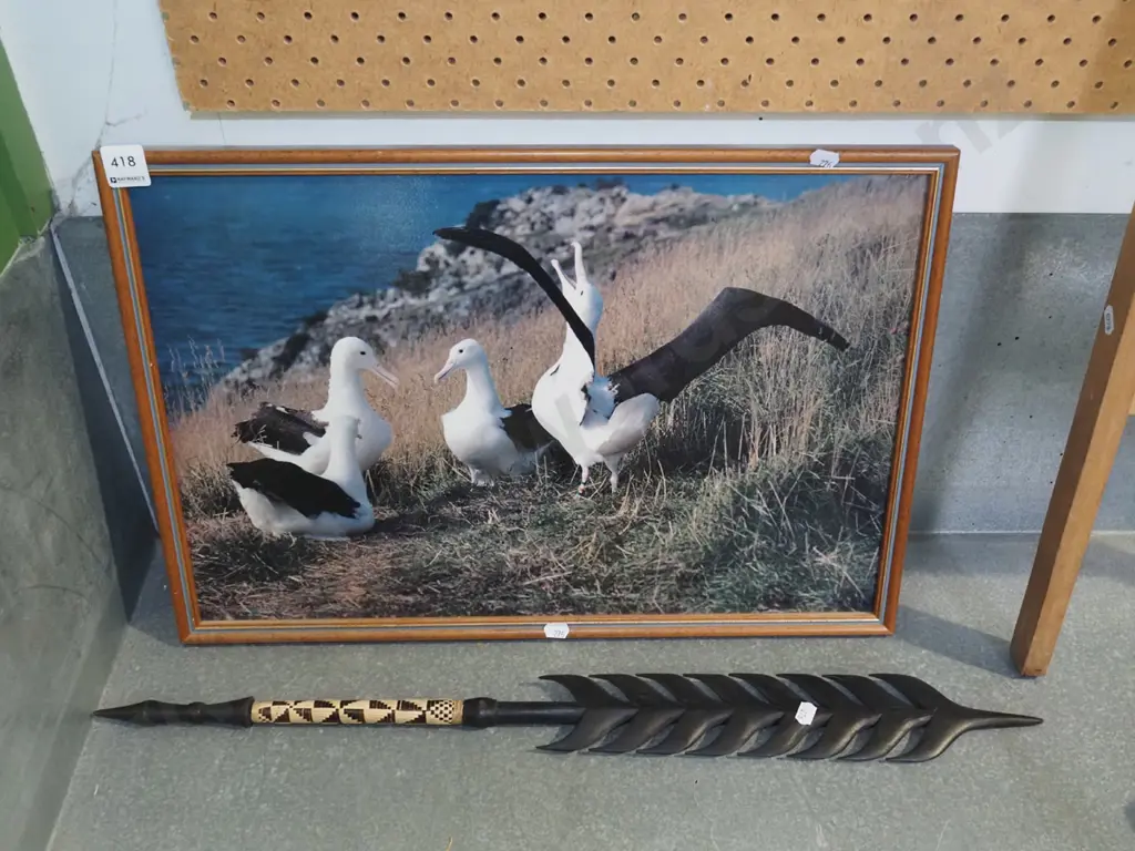 souvenir Fijiian spear, albatross print Image 1++