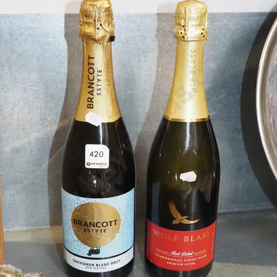 Brancock Estate sauvignon blanc brut, Wolf Blass chardonnay pinot noir cuvee