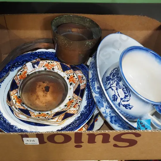 box; bowls, copper strips, plates etc
