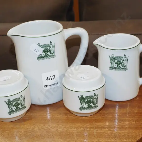Crown Lynn City of Dunedin jugs, salt and pepper shakers