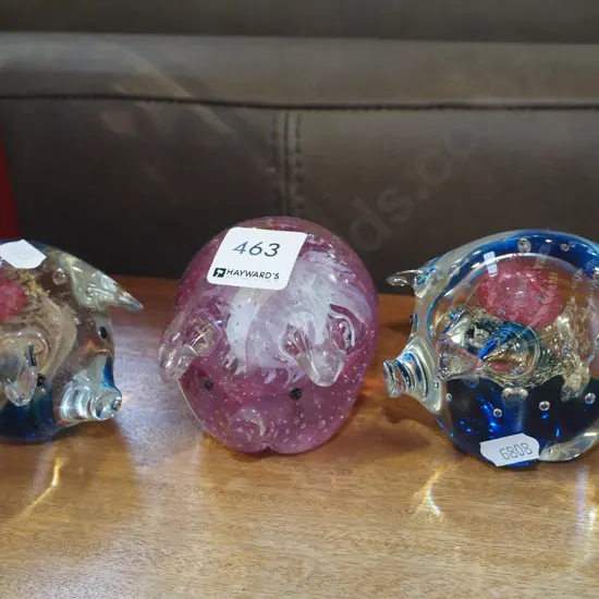3x studio pottery pig ornaments H70
