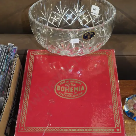box; Bohemian cut crystal bowl