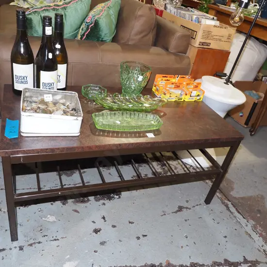 metal and formica coffee table with magazine rack