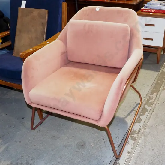 modern pink upholstered and metal reception chair
