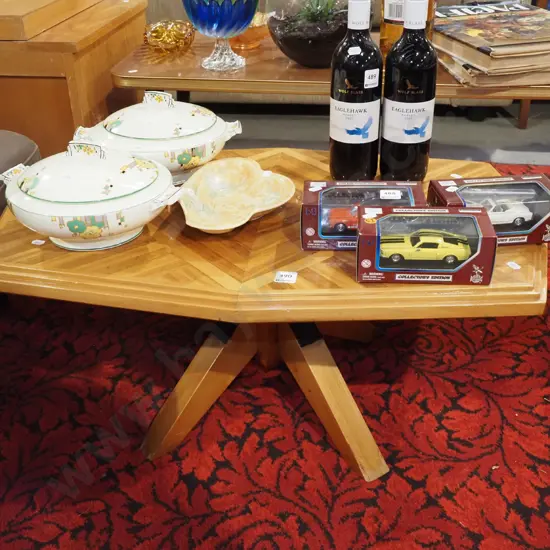 homemade mixed timbers inlay coffee table