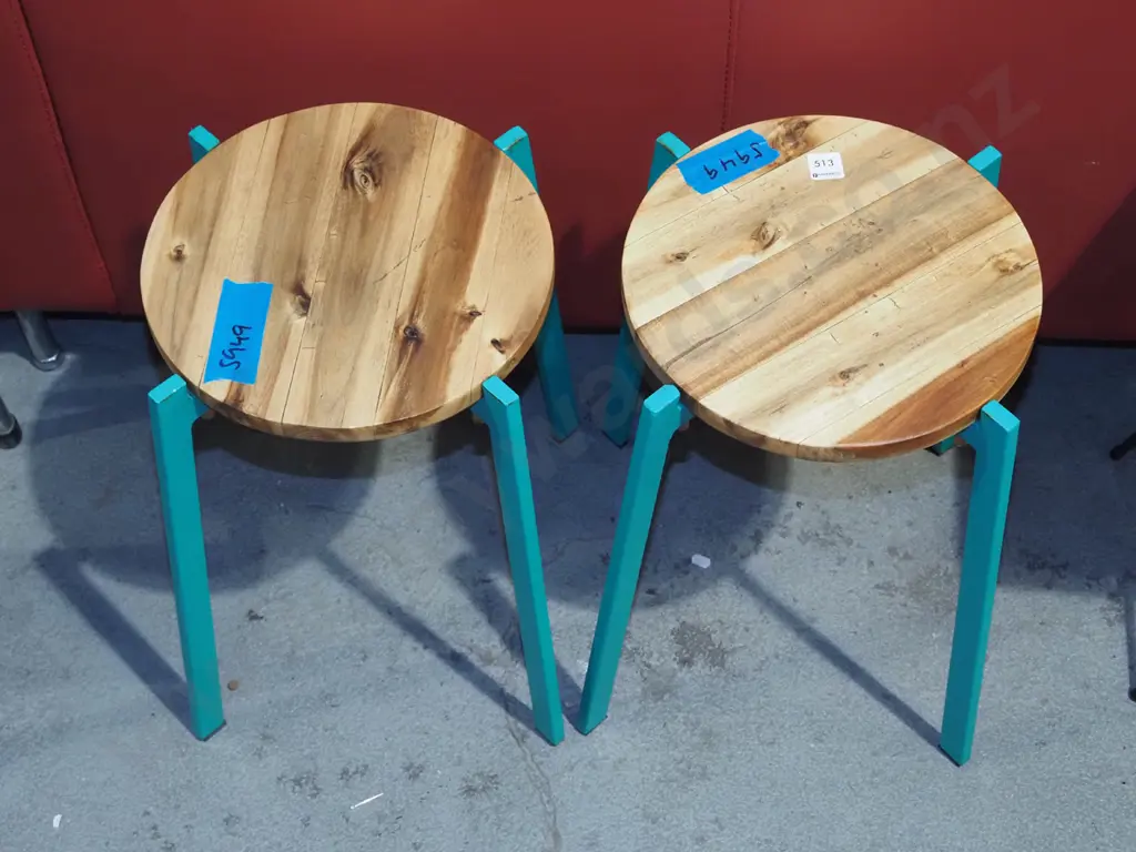 2x wood and metal stools/jardinieres Image 1++