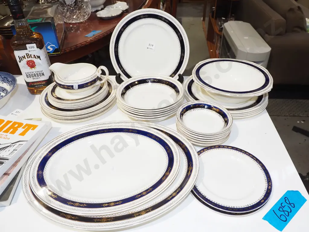 assorted Meakin Bleu de Roi plates, ashets, jug etc Image 1++