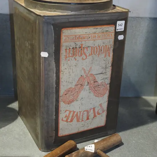 lidded tin with Plume motor spirit branding H420